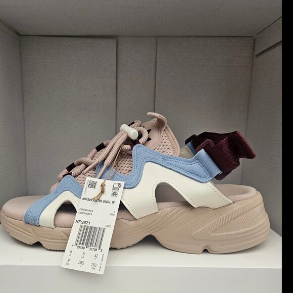 Adidas Astir Sandals Womens 9 Blue Beige Originals Straps HP9571 NWT - Picture 2 of 7